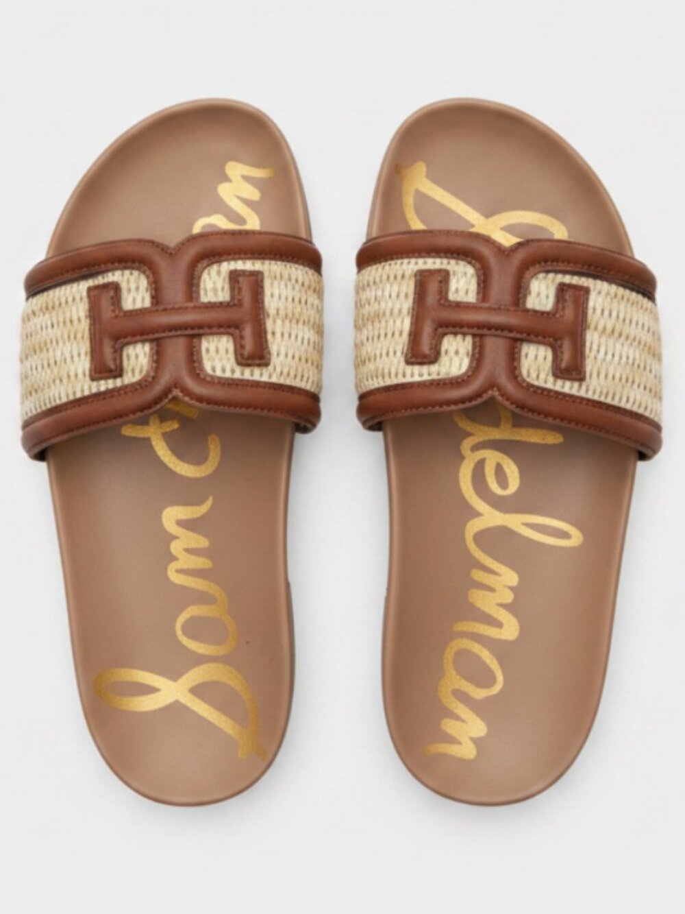 Sam Edelman Rowan Raffia Slide Sandals Size 7.5 | Women's Woven Flat Slides